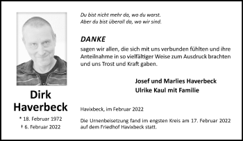 Anzeige von Dirk Haverbeck 