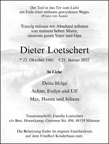 Anzeige von Dieter Loetschert 