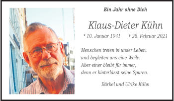 Anzeige von Klaus-Dieter Kühn 