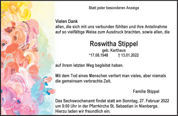 Anzeige von Roswitha Stippel 