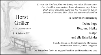 Anzeige von Horst Gräler 