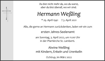 Anzeige von Hermann Weßling 