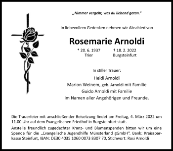 Anzeige von Rosemarie Arnoldi 