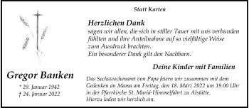 Anzeige von Gregor Banken 