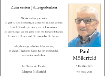 Anzeige von Paul Möllerfeld 