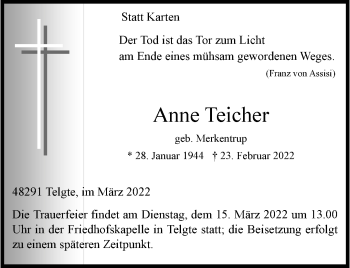 Anzeige von Anne Teicher 