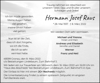 Anzeige von Hermann Josef 