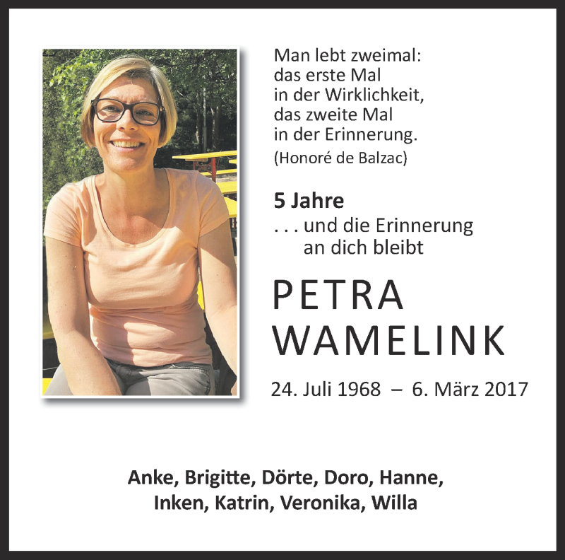  Traueranzeige für Petra Wamelink vom 05.03.2022 aus 