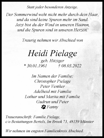 Anzeige von Heidi Pielage 