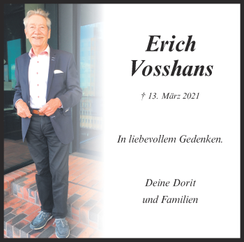 Anzeige von Erich Vosshans 