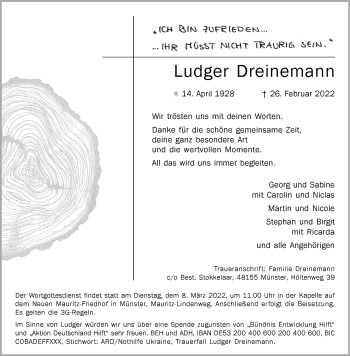 Anzeige von Ludger Dreinemann 