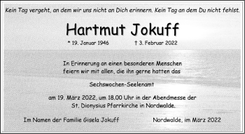 Anzeige von Hartmut Jokuff 