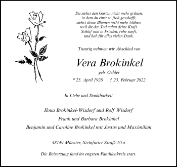 Anzeige von Vera Brokinkel 