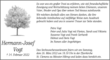Anzeige von Hermann-Josef Vogt 