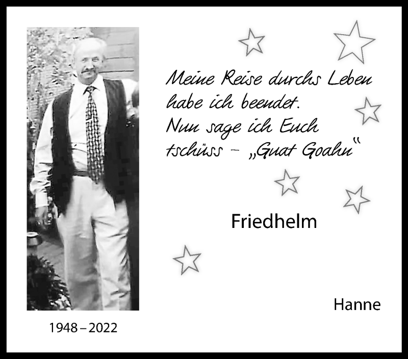  Traueranzeige für Friedhelm Schubbert vom 12.03.2022 aus 