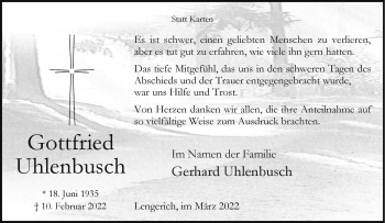 Anzeige von Gerhard Uhlenbusch 