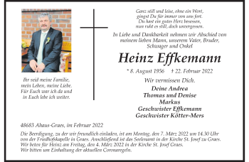 Anzeige von Heinz Effkemann 