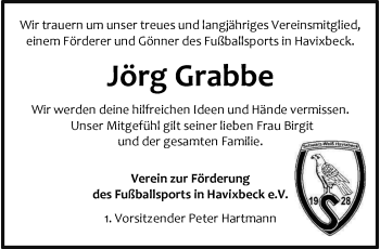Anzeige von Jörg Grabbe 