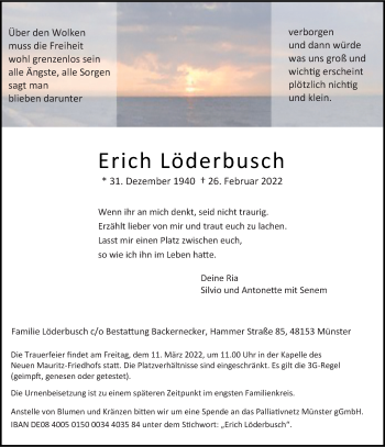 Anzeige von Erich Löderbusch 