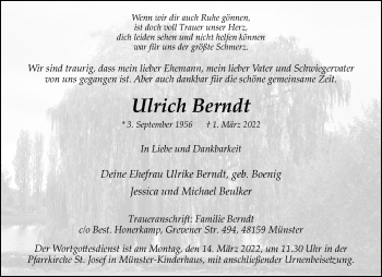 Anzeige von Ulrich Berndt 