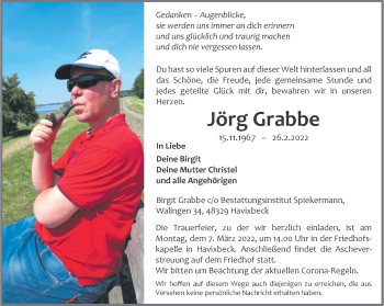 Anzeige von Jörg Grabbe 