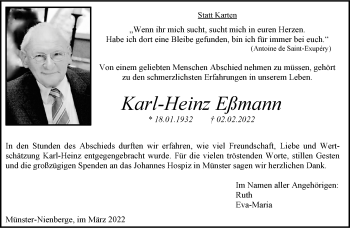Anzeige von Karl-Heinz Eßmann 