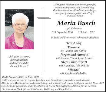 Anzeige von Maria Busch 