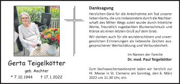 Anzeige von Gerta Teigelkötter 