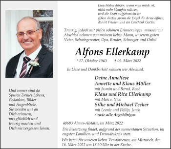 Anzeige von Alfons Ellerkamp 