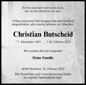 Anzeige von Christian Butscheid 
