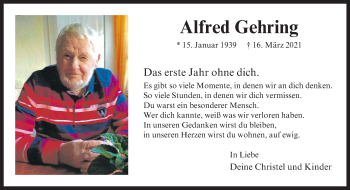 Anzeige von Alfred Gehring 