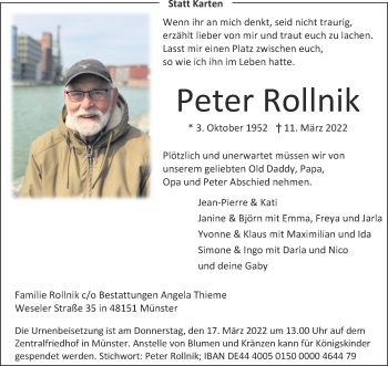 Anzeige von Peter Rollnik 