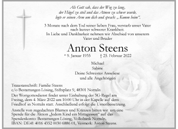 Anzeige von Anton Steens 
