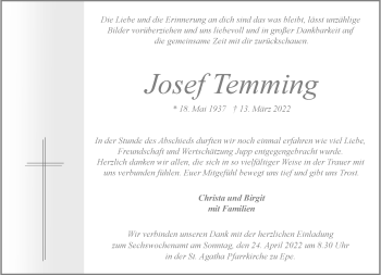 Anzeige von Josef Timming 