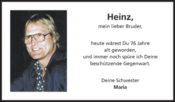 Anzeige von Heinz Baum 