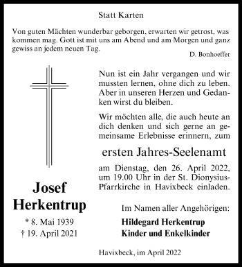 Anzeige von Josef Herkentrup 