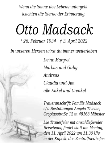 Anzeige von Otto Madsack 