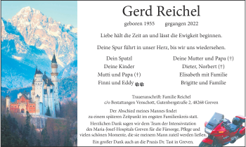 Anzeige von Gerd Reichel 