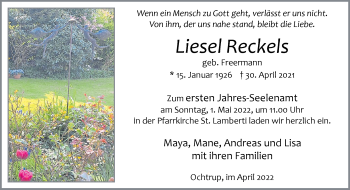 Anzeige von Liesel Reckels 