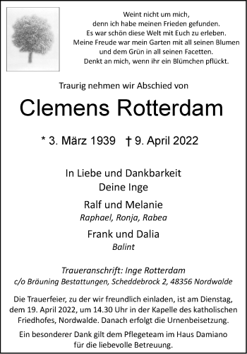 Anzeige von Clemens Rotterdam 