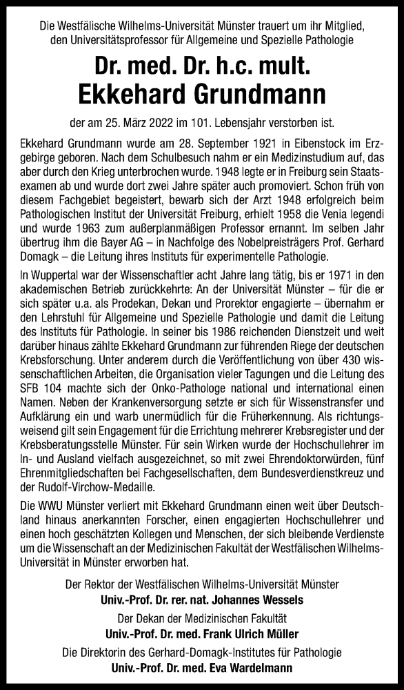  Traueranzeige für Ekkehard Grundmann vom 09.04.2022 aus 