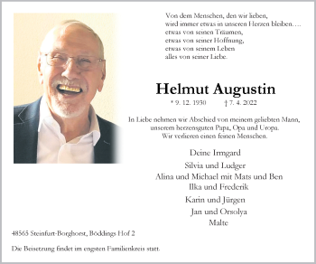 Anzeige von Helmut Augustin 