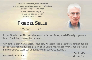 Anzeige von Friedel Selle 