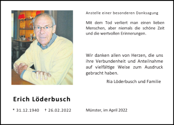 Anzeige von Erich Löderbusch 