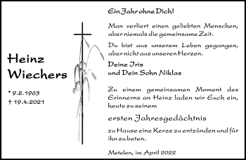 Anzeige von Heinz Wiechers 