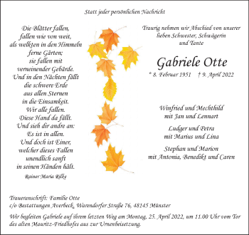 Anzeige von Gabriele Otte 