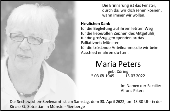 Anzeige von Maria Peters 