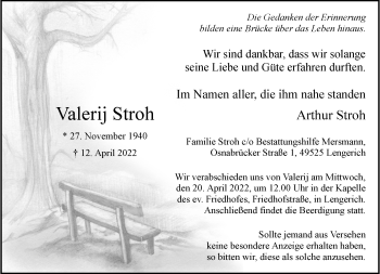 Anzeige von Valerij Stroh 