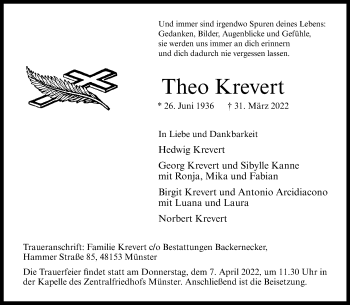 Anzeige von Theo Krevert 