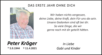 Anzeige von Peter Kröger 